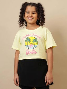 Kidsville - Official Yellow Barbie Printed Boxy Fit Crop T-shirt