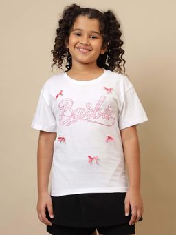 Kidsville - Official White Barbie Printed Oversized Fit T-shirt