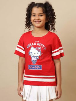 Kidsville - Official Red Hello Kitty Printed Oversized Fit T-shirt