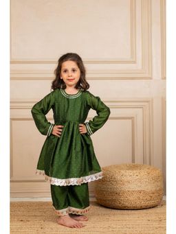 JILMIL - Girls Green Anarkali Kurta with Palazzo