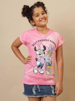Kidsville - Official Pink Mickey and Friends Printed Regular Fit T-shirt