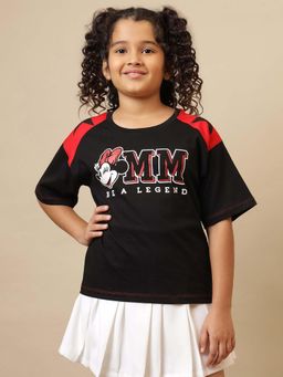 Kidsville - Official Black Mickey and Friends Printed Oversized Fit T-shirt