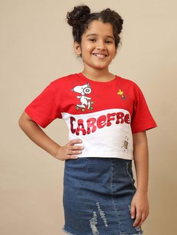 Kidsville - Official Multi-Color Peanuts Printed Boxy Fit Crop T-shirt