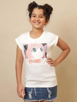 Kidsville - Official White Spy X Family Anya Forger Printed Regular Fit T-shirt