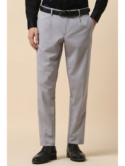 Allen Solly - Men Grey Slim Fit Solid Formal Trousers