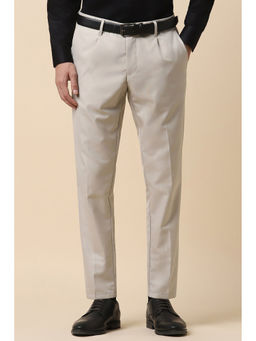 Allen Solly - Men Beige Slim Fit Solid Formal Trousers