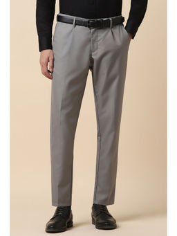 Allen Solly - Men Grey Slim Fit Solid Formal Trousers