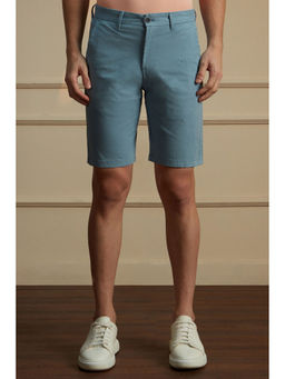 Peter England - Men Blue Embroidered Regular Fit Casual Shorts