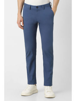 Peter England - Men Blue Solid Super Slim Fit Casual Trousers