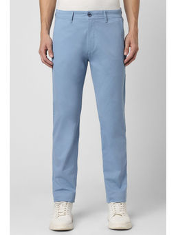 Peter England - Men Blue Solid Super Slim Fit Casual Trousers