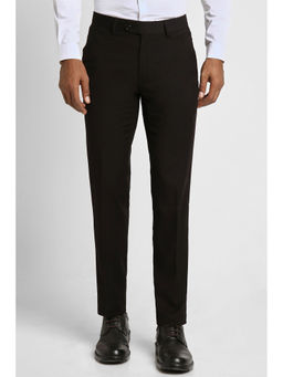 Peter England - Men Black Solid Slim Fit Formal Trousers