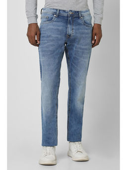 Peter England - Men Blue Mid Wash Regular Fit Jeans