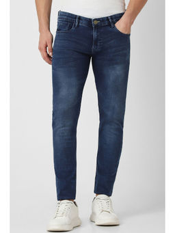 Peter England - Men Navy Blue Dark Wash Low Skinny Fit Jeans