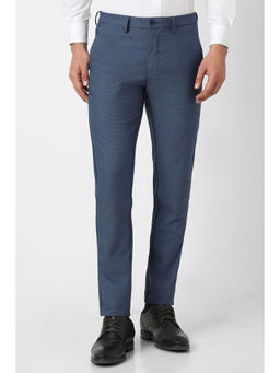 Van Heusen - Men Blue Check Slim Fit Trousers