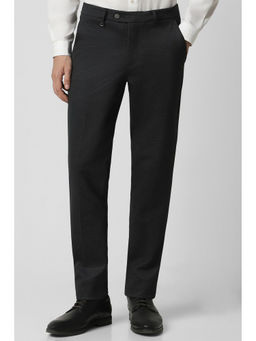 Van Heusen - Men Black Textured Ultra Slim Fit Trousers