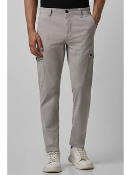 Van Heusen - Men Grey Solid Slim Fit Trousers