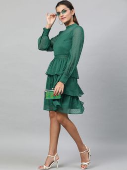 STREET 9 - Women Green Swiss Dot Dress