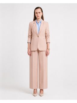 Pink Fort - Women Beige Cotton Linen Blazer And Pant