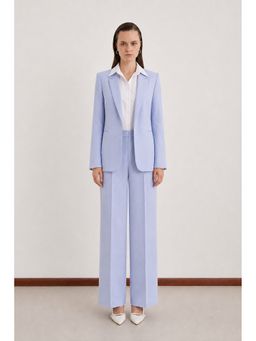 Pink Fort - Women Blue Cotton Linen Blazer And Pant
