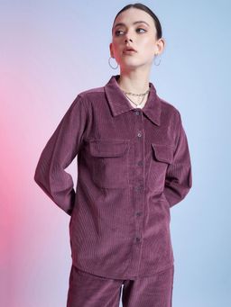 STREET 9 - Women Purple Corduroy Shirt