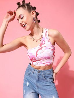 STREET 9 - Women Lavender One Shoulder Crop Top