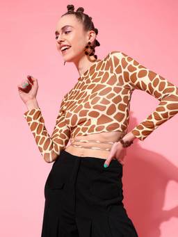 STREET 9 - Women Rust Waist Tie Crop Top