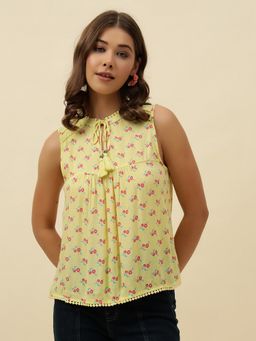 Beatnik - Women Yellow A-Line Round Neck Sleeveless Top