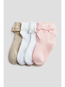 H&M - Girls Beige 4-Pack Socks