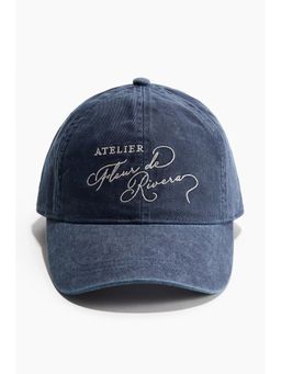 H&M - Women Blue Embroidered-Motif Twill Cap