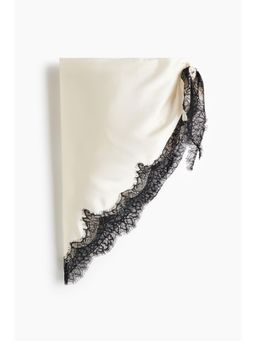 H&M - Women White Lace-Trimmed Triangle Scarf