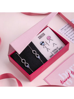 Zavya - Infinity Evil Eye Rhodium Plated 925 Sterling Silver Anklets (Pack of 2)