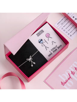 Zavya - White Butterfly Rhodium Plated 925 Sterling Silver Anklets (Pack of 2)