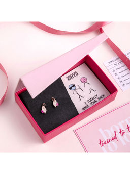 Zavya - Multi-Color Sparkling Leaf Rose Gold Plated 925 Sterling Silver Studs