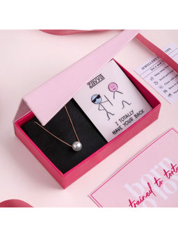 Zavya - Off White Stunning Pearl 925 Silver Rose Gold Plated Necklace