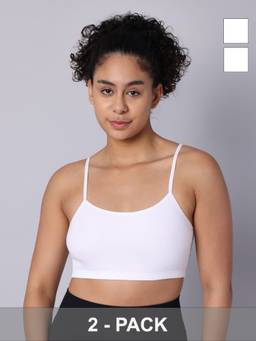 Sillysally - White Double Layered White Bras Non Padded and Non Wired (Pack of 2)