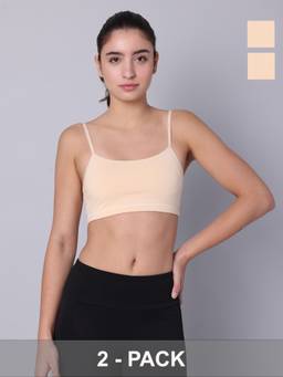 Sillysally - Nude Double Layered Skin Bras Non Padded and Non Wired (Pack of 2)