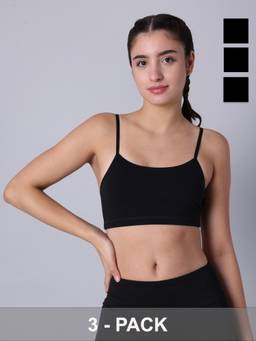 Sillysally - Multi-Colour Double Layered Multicolour Bras Non Padded and Non Wired (Pack of 3)