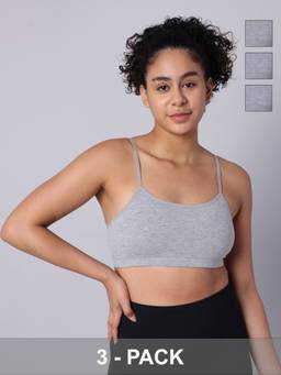 Sillysally - Multi-Colour Double Layered Multicolour Bras Non Padded and Non Wired (Pack of 3)