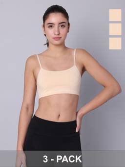 Sillysally - Multi-Colour Double Layered Multicolour Bras Non Padded and Non Wired (Pack of 3)