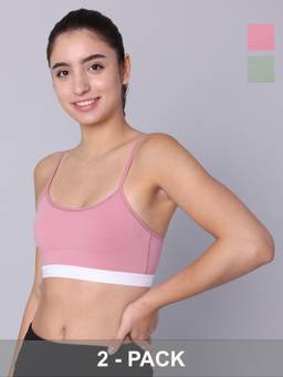 Sillysally - Double Layered Multicolour Bras Non Padded and Non Wired (Pack of 2)