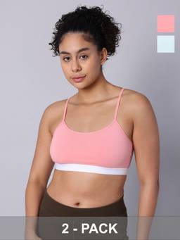 Sillysally - Double Layered Multicolour Bras Non Padded and Non Wired (Pack of 2)