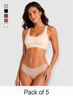 Chelvet - Multi-Colour Mid-Rise Laser Cut Full Brief Panties (Pack of 5)
