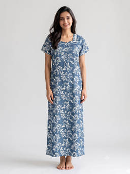Juliet - Women Navy Blue Polyviscose Nighty