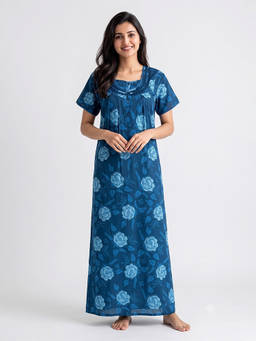 Juliet - Women Navy Blue Polyviscose Nighty