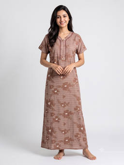 Juliet - Women Brown Polyviscose Nighty