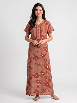 Juliet - Women Rust Polyviscose Nighty