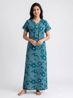 Juliet - Women Teal Polyviscose Nighty