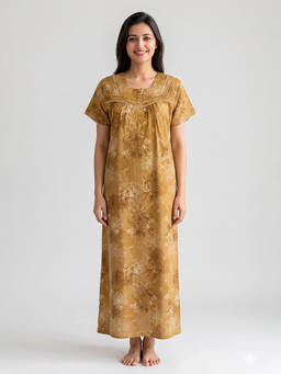 Juliet - Women Mustard Polyviscose Nighty