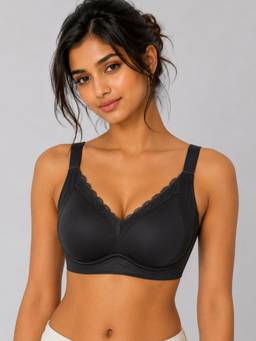 Shop The Edit - Black Wire Free Padded Full Coverage Bra