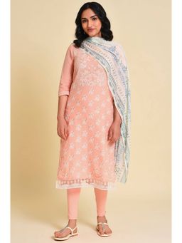 W - Pink Floral Kurta-tight-dupatta (Set of 3)
